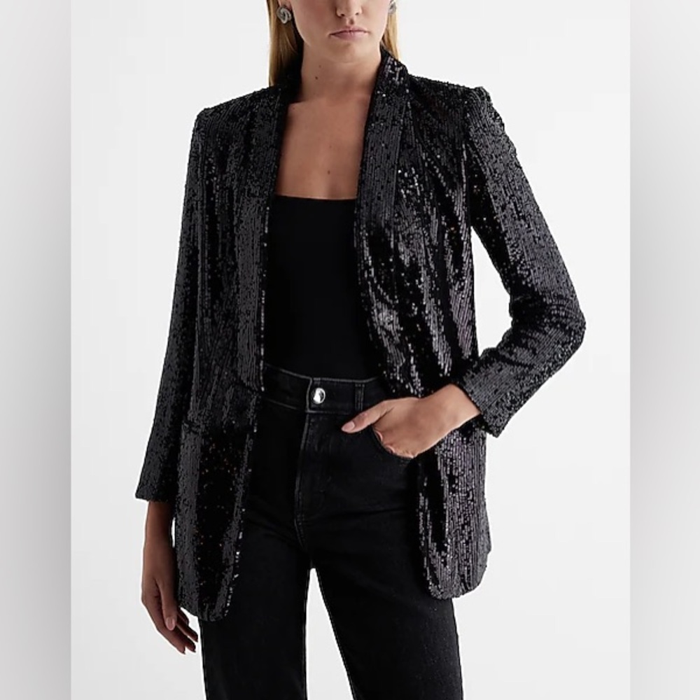 Express Black Sequin Blazer Jacket